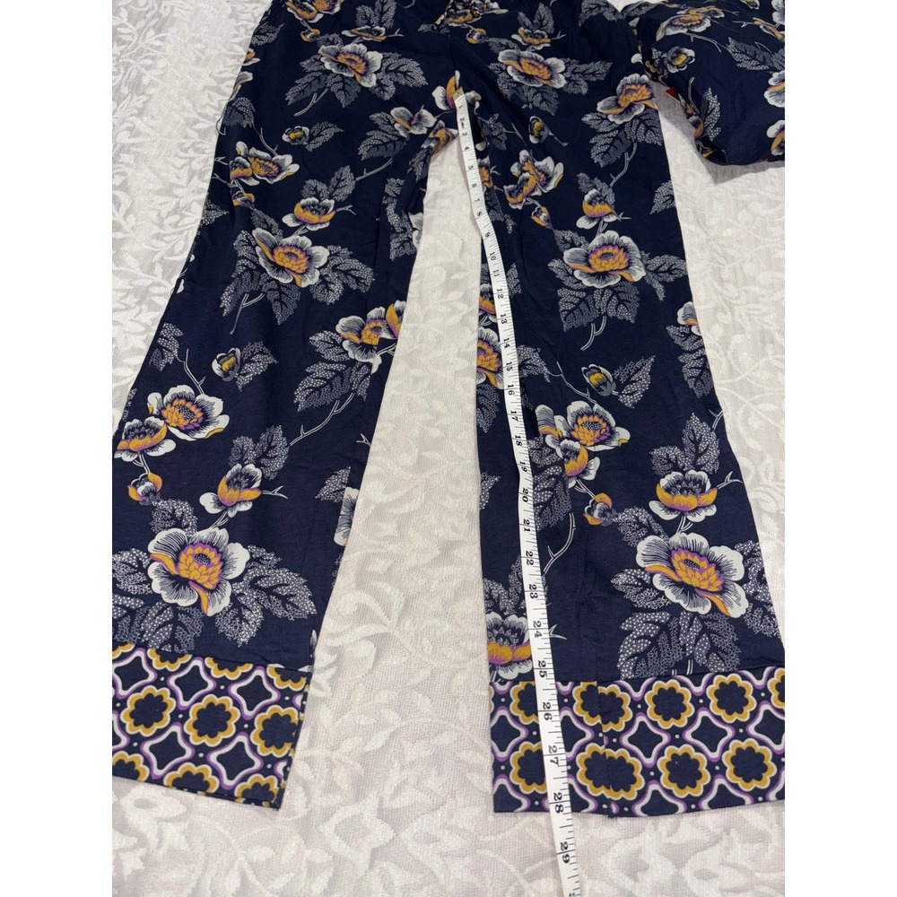 Vera Bradley Navy Floral Garden Cotton Pajama 2 Piece Set Women's Medium (B29) - Picture 9 of 13